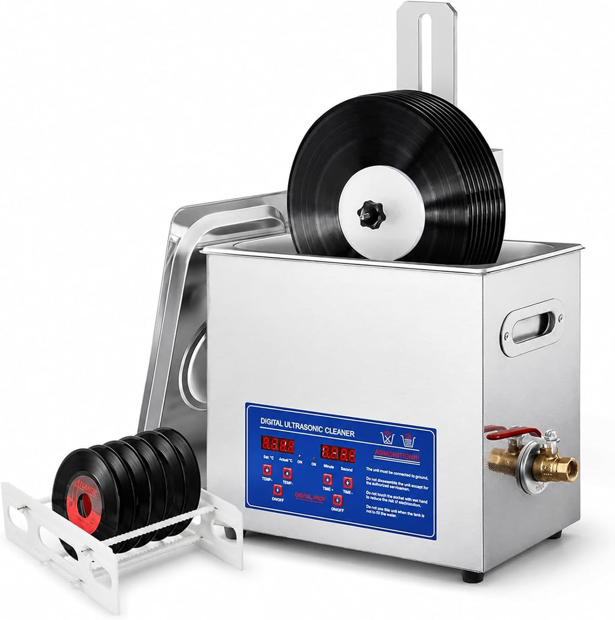 Reiniging disks Ultrasone Platenreiniger, 6 L Vinylreinigingsmachine, voor 8 LP's op 40 kHz
