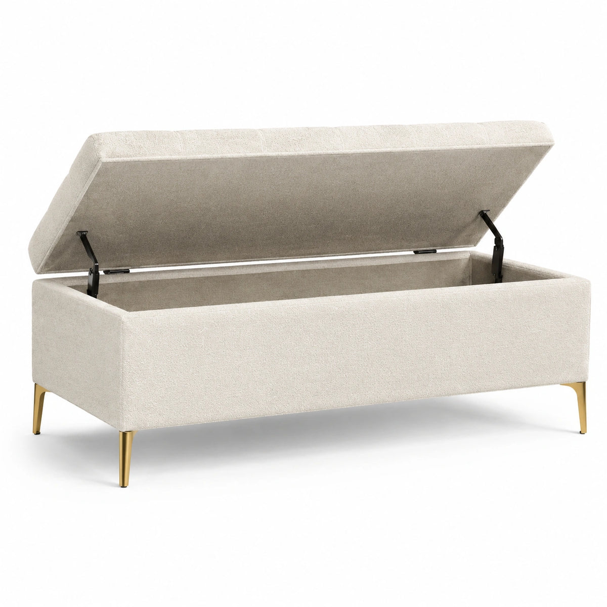 Polsterbank mit Stauraum in Polyester Beige mit Metallbeinen 120 x 40 – wernavika
