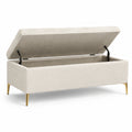 Polsterbank mit Stauraum in Polyester Beige mit Metallbeinen 120 x 40 x 45 cm