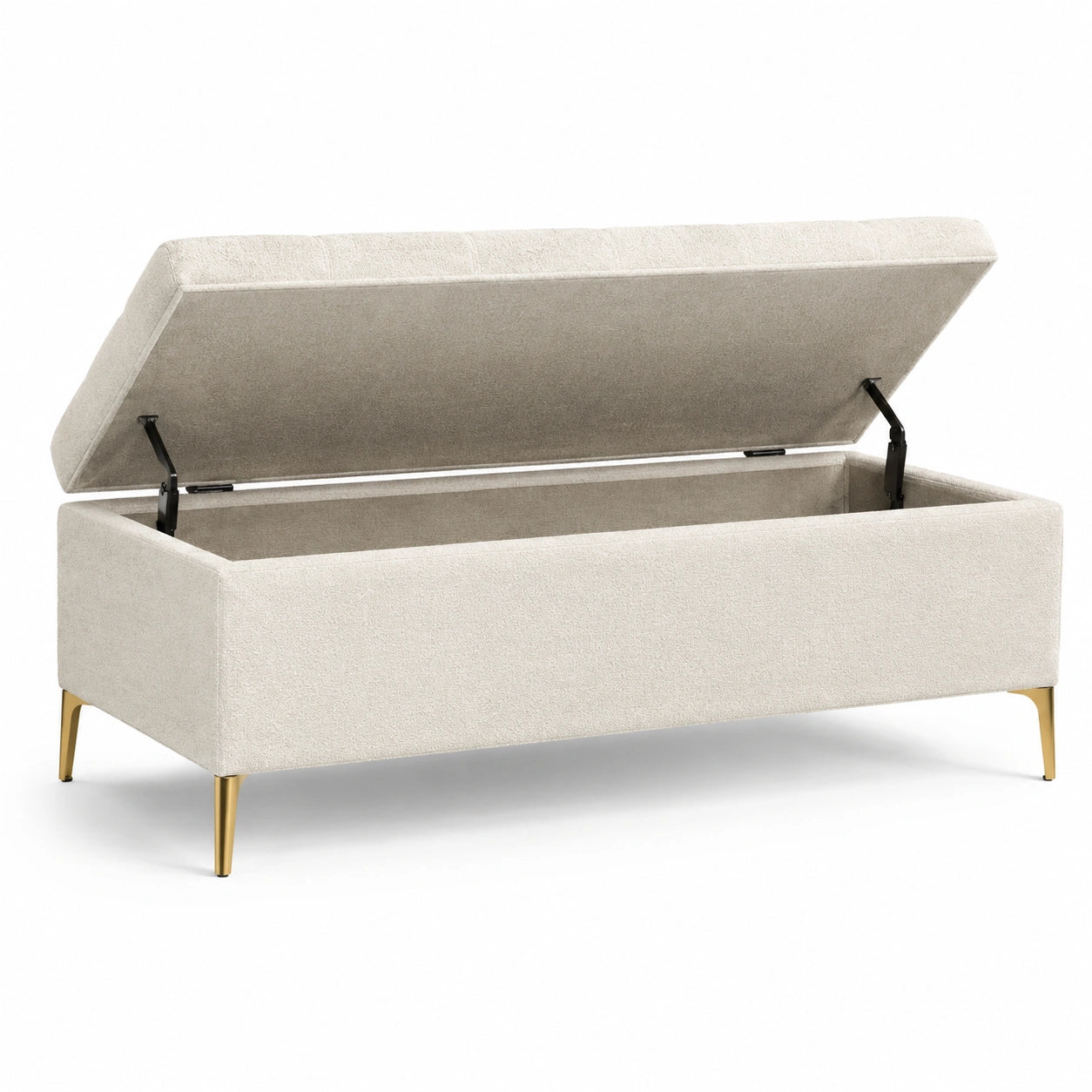 Polsterbank mit Stauraum in Polyester Beige mit Metallbeinen 120 x 40 x 45 cm