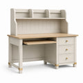 Massivholz Schreibtisch mit Regalen und MDF Weiß 120x60x150 cm