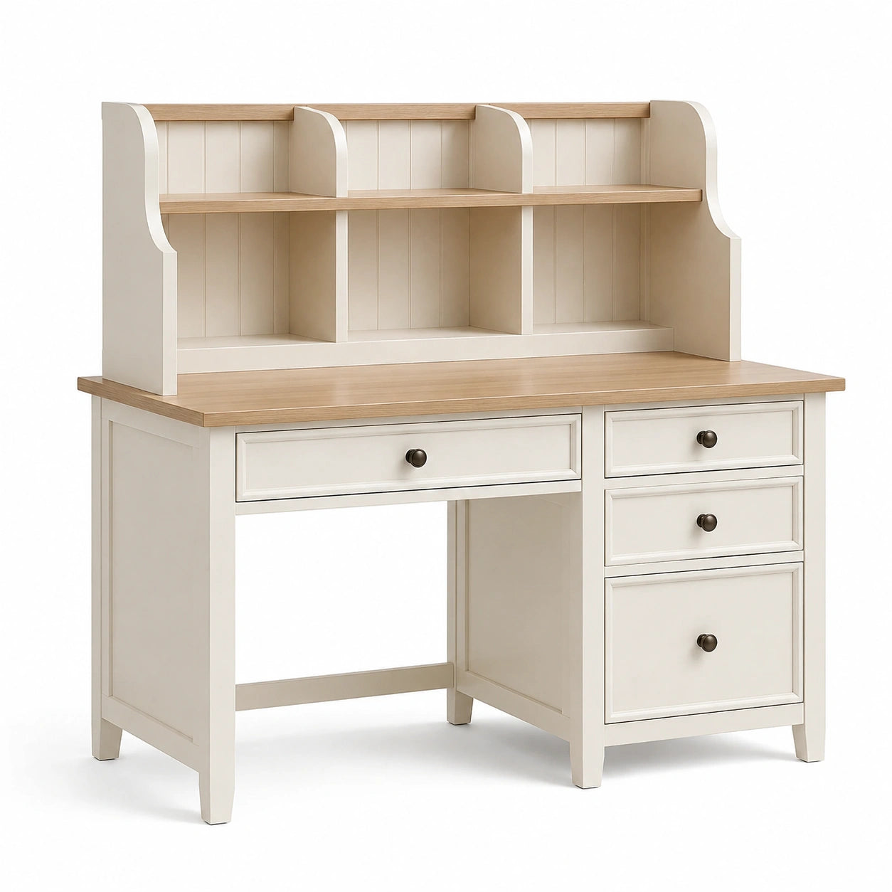 Schreibtisch aus Holz und MDF in Creme und Eiche 120x60x140 cm