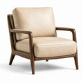 Sessel aus Walnussholz und Kunstleder Beige