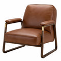Leder Sessel mit Walnussholzrahmen Braun