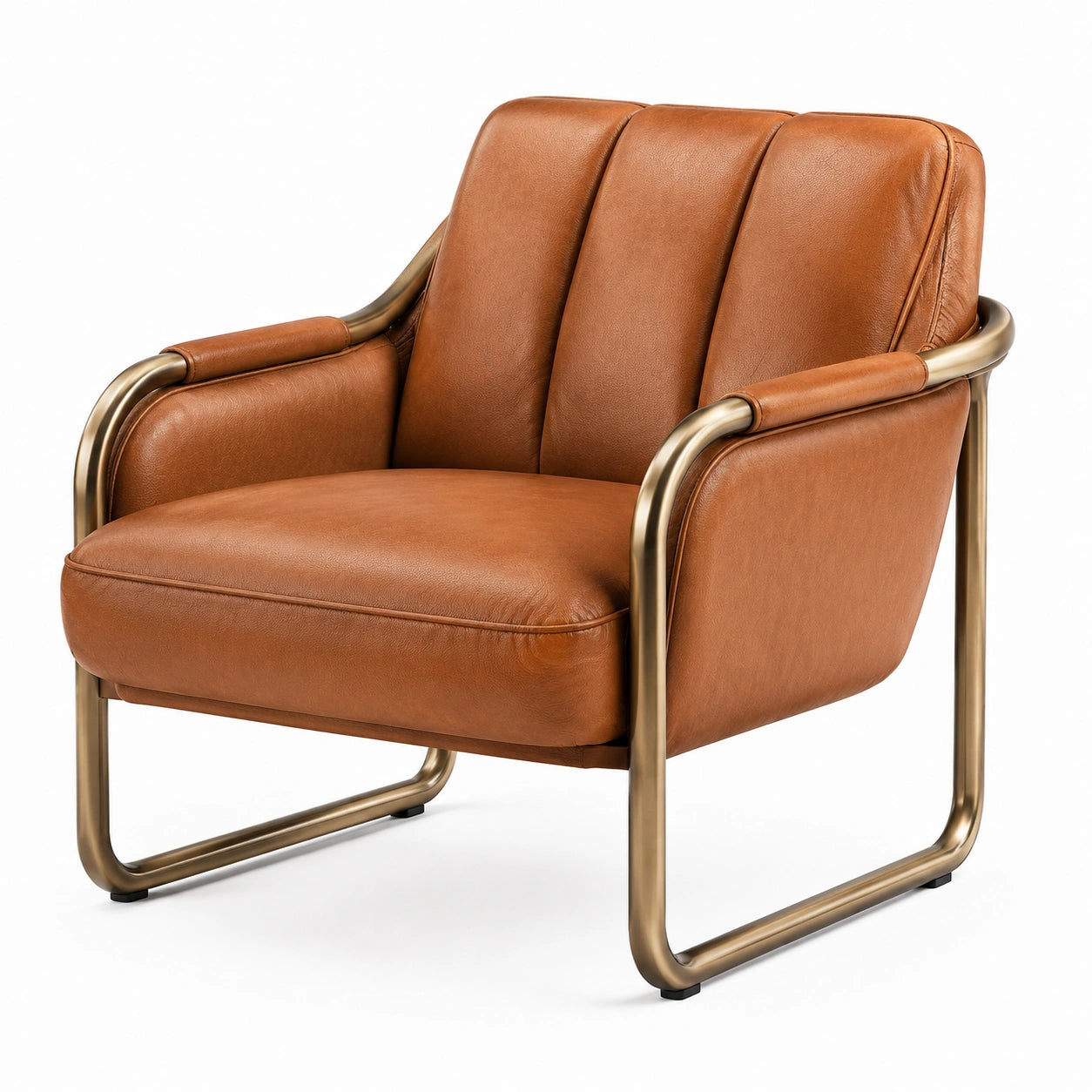 Sessel Leder Metallrahmen Braun 75x80x85 cm