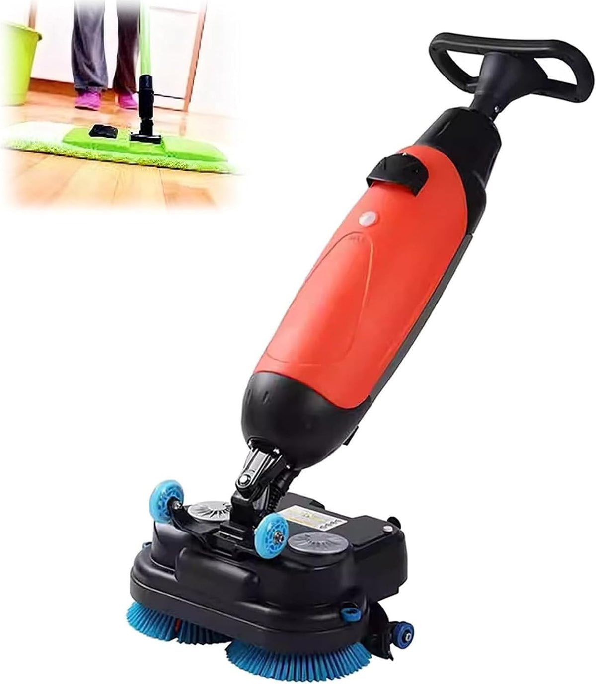 Vloerreinigingsmachine Commerciële vloerschrobmachine - elektrische loopreiniger, met 17 inch reinigingsbreedte, 360 ° roterende dubbele borstels