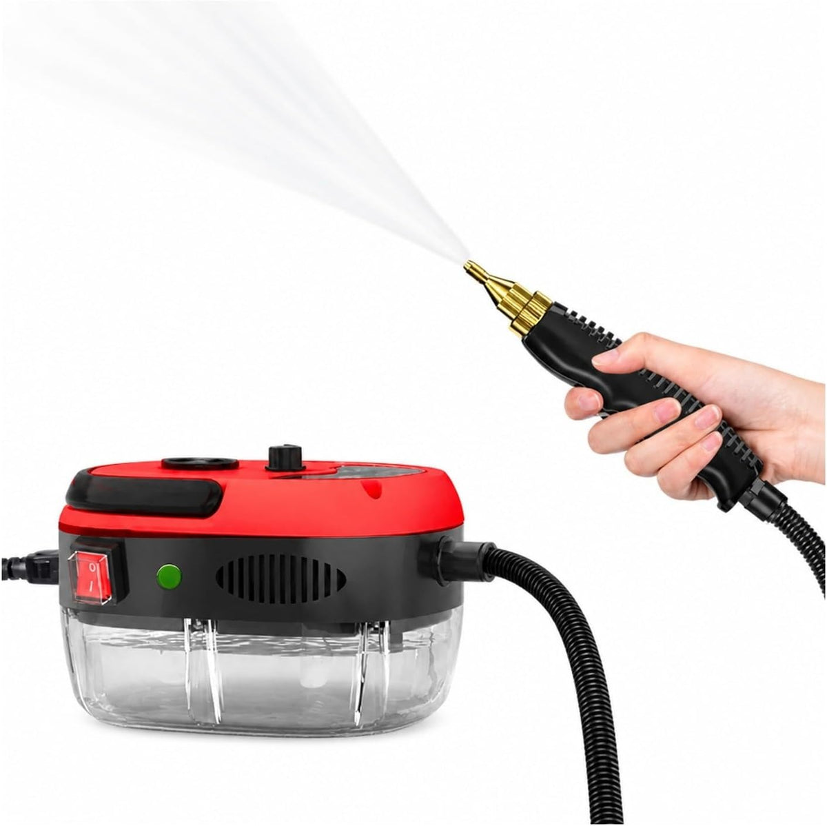 Poahncu Stoomreiniger, 2500 W Stoomreiniger Jet Wasmachine Afzuigkap Op hoge temperatuur, Voor thuis(Red)