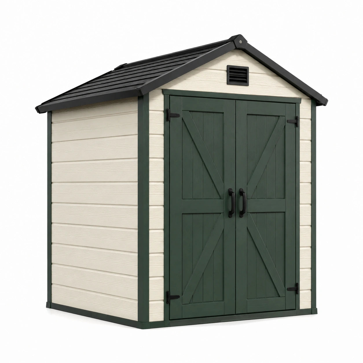 Gartenhaus aus Polypropylen mit Satteldach Grün/Beige