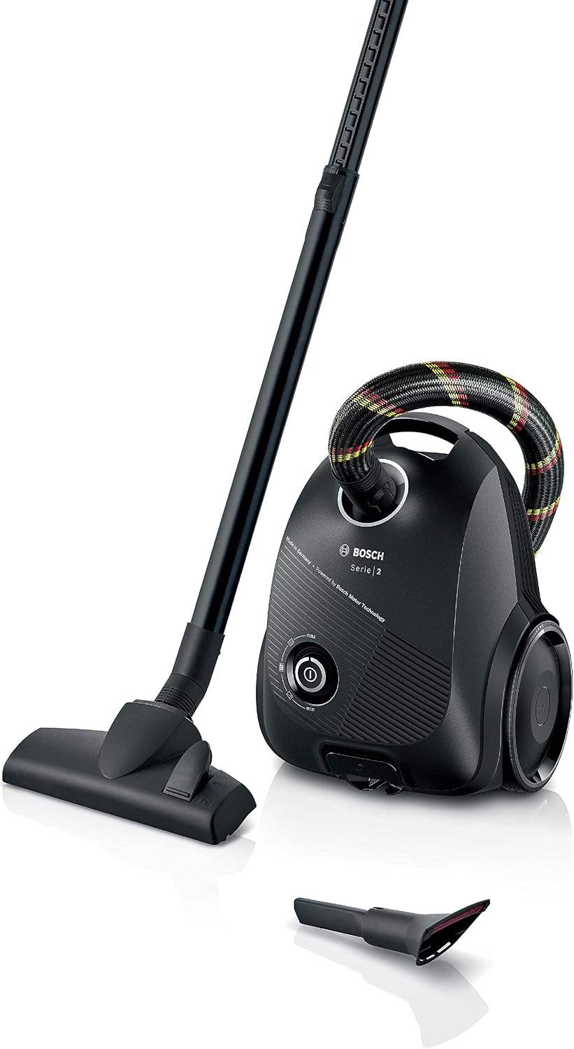 Bosch Hausgeräte Stofzuiger Bosch BGDS2CHAMP, 600 W, met zak serie 2 BGDS2CHAMP, 10 jaar motorgarantie, zwart, vloerstofzuiger, duurzaam, compact