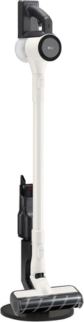 LG Steelstofzuiger A9C, 150 W zuigkracht, 1,9 kg, SLIM1C CordZero Stofzuiger, wit, met stofcompressiesysteem, cyclonisch, mondstuk, parkeerplaatsbasis