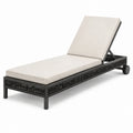 Aluminium Sonnenliege mit Polyrattan und Polyesterkissen, Schwarz/Beige