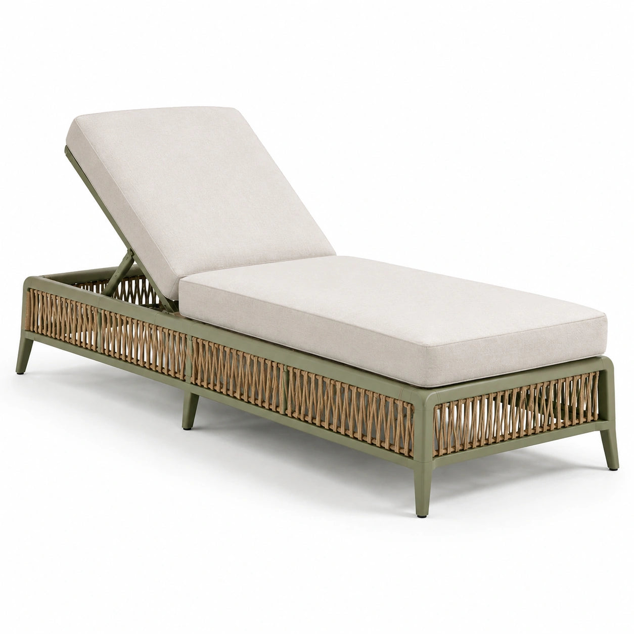 Aluminium Rattan Gartenliege Beige/Grün