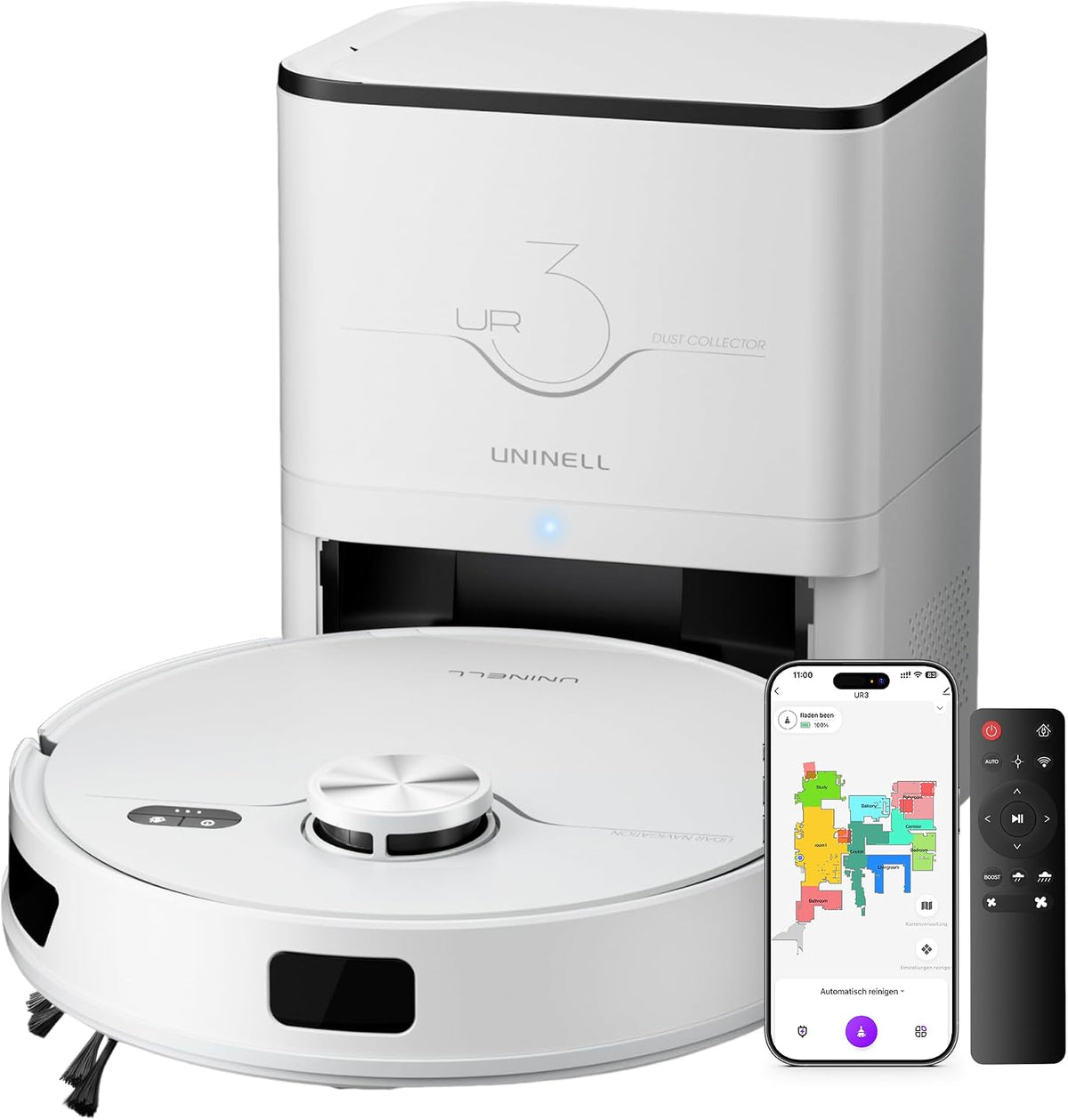 Robotstofzuiger uninell Stofzuigerrobot, met 5000Pa (wit)