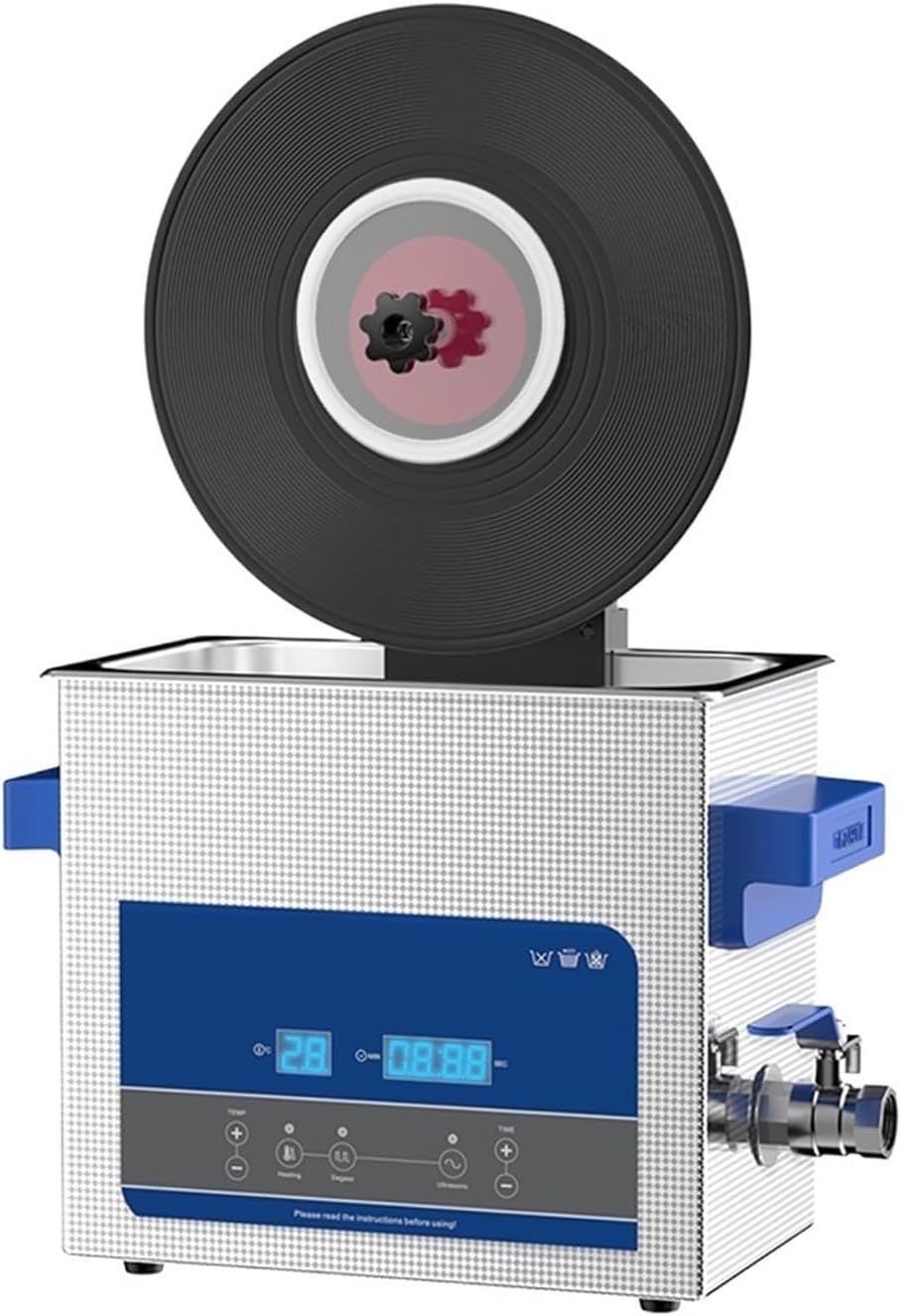 Ultrasone reiniger Ngbff Ultrasoon, 6L Volautomatische Ultrasone Vinylplatenreiniger, voor Het Wassen Van 7-12 Inch LP EP-schijven, Met Beugelset