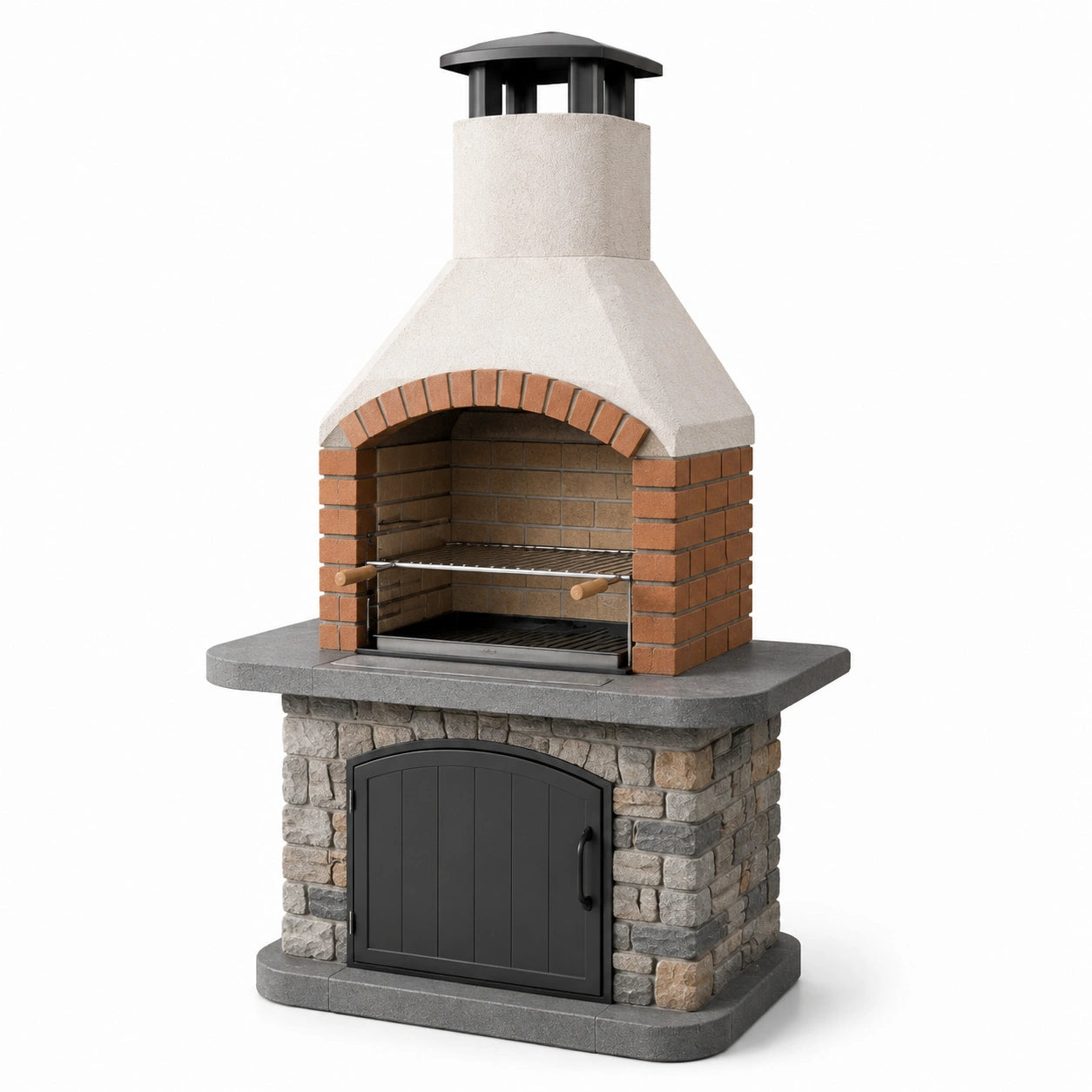 Grillkamin aus Beton, Stein und Edelstahl 180 cm