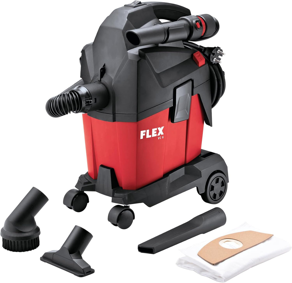 Flex Handstofzuiger Compacte stofzuiger VC 6 L MC + vliesfilterzakken FS, F VC 6 (zwart, klasse L, ambachtelijke stofzuiger) 532024, rood