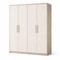 Kleiderschrank mit 4 Türen aus Holzwerkstoff in Beige