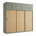 Kleiderschrank mit Schiebetüren Eichenfurnier/Metall Grau/Natur 240x200x60cm