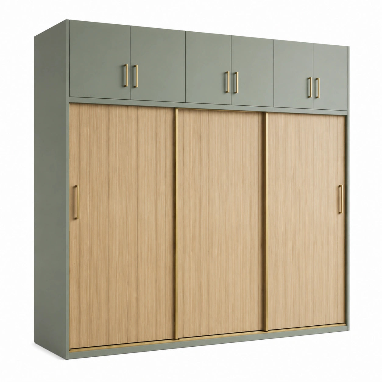 Kleiderschrank mit Schiebetüren Eichenfurnier/Metall Grau/Natur 240x200x60cm