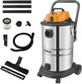 Hoteche Nat- en droogzuiger 1200 W, 40 l metalen reservoir, 1,4 m3/min luchtstroom, 15 kPa zuigkracht, met blaasfunctie, ideaal, voor werkplaats