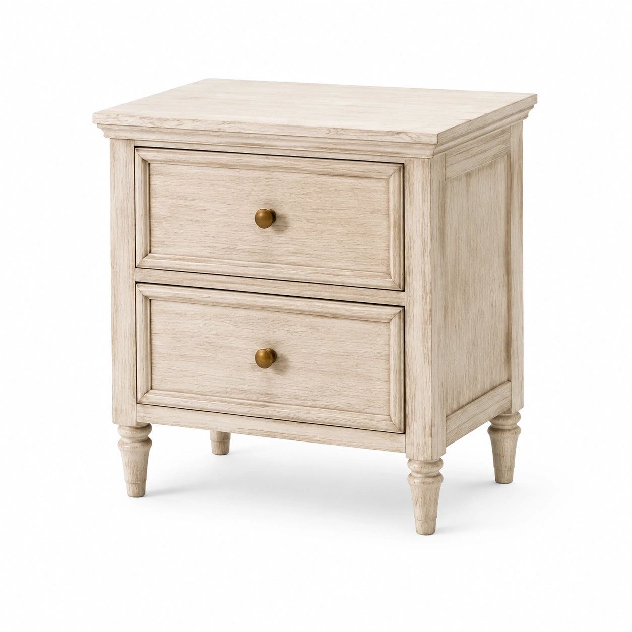 Nachttisch aus Holz mit 2 Schubladen, Beige