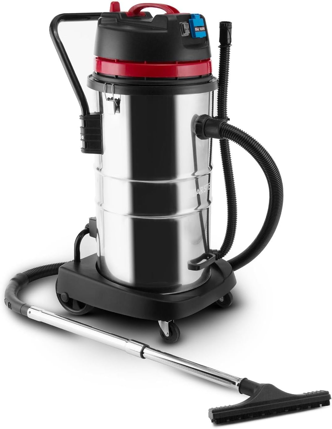 Klarstein Nat- en droogzuiger Reinraum Industriële stofzuiger, 2000 W, 60 liter, IP44, HEPA-filter, zilver-rood, Natzuiger, Beveiligingsuitschakeling