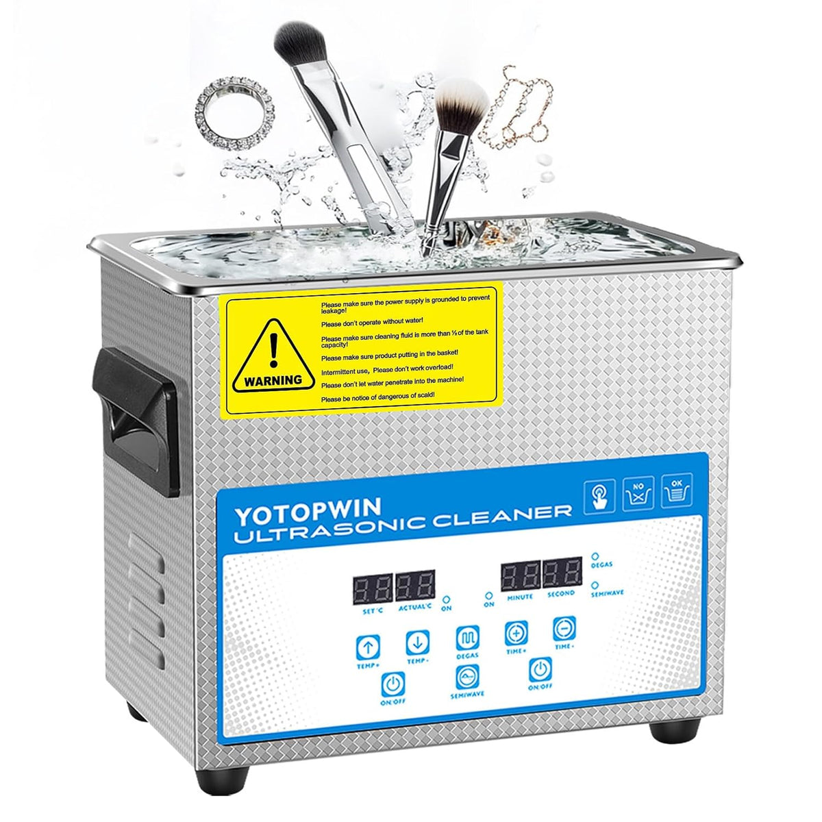 Yotopwin Ultrasone reiniger Ultra Sonic Reinigingsmachine, met digitale timer en ultrasone verwarming, voor sieraden, laboratoriumverwarming