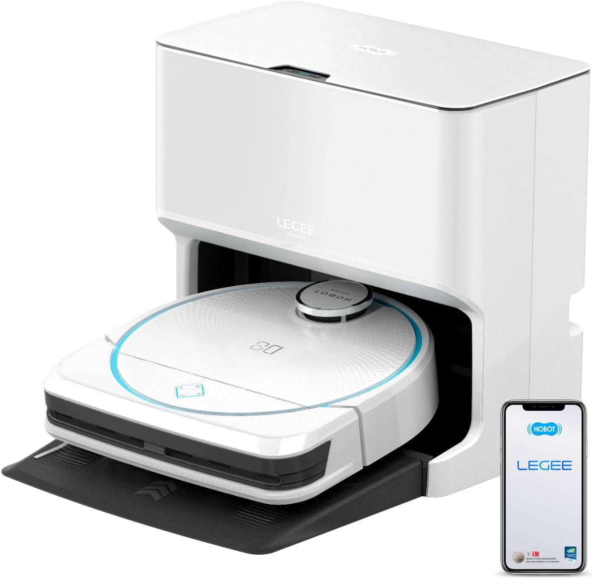 Smartbot Robotstofzuiger Hobot Lege, wisdoeken 1.300 keer/min, D8 Eco Compactor Pro Stofzuiger, 4-in-1 stofzuiger, vloerwisser, vegen