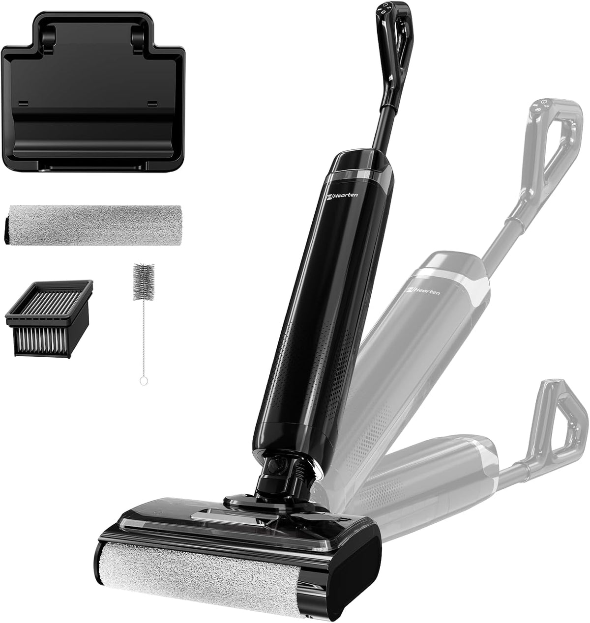 Staande stofzuiger Hearten GT Dweilstofzuiger, 0,7 mm, 3-in-1, intelligente stofzuiger, met dweilfunctie, zelfreinigend, klitvrij, led-display