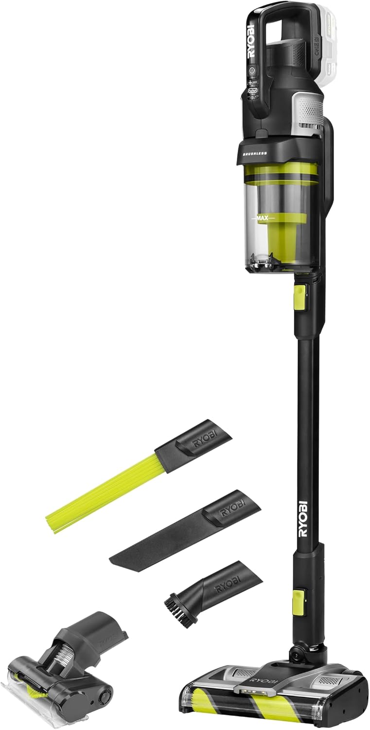 Steelstofzuiger Ryobi One+TM borstelloze stofzuiger, 18 V, RASV18BL-0, zonder accu en oplader, anti-klitten, reiniging van harde vloeren en tapijten