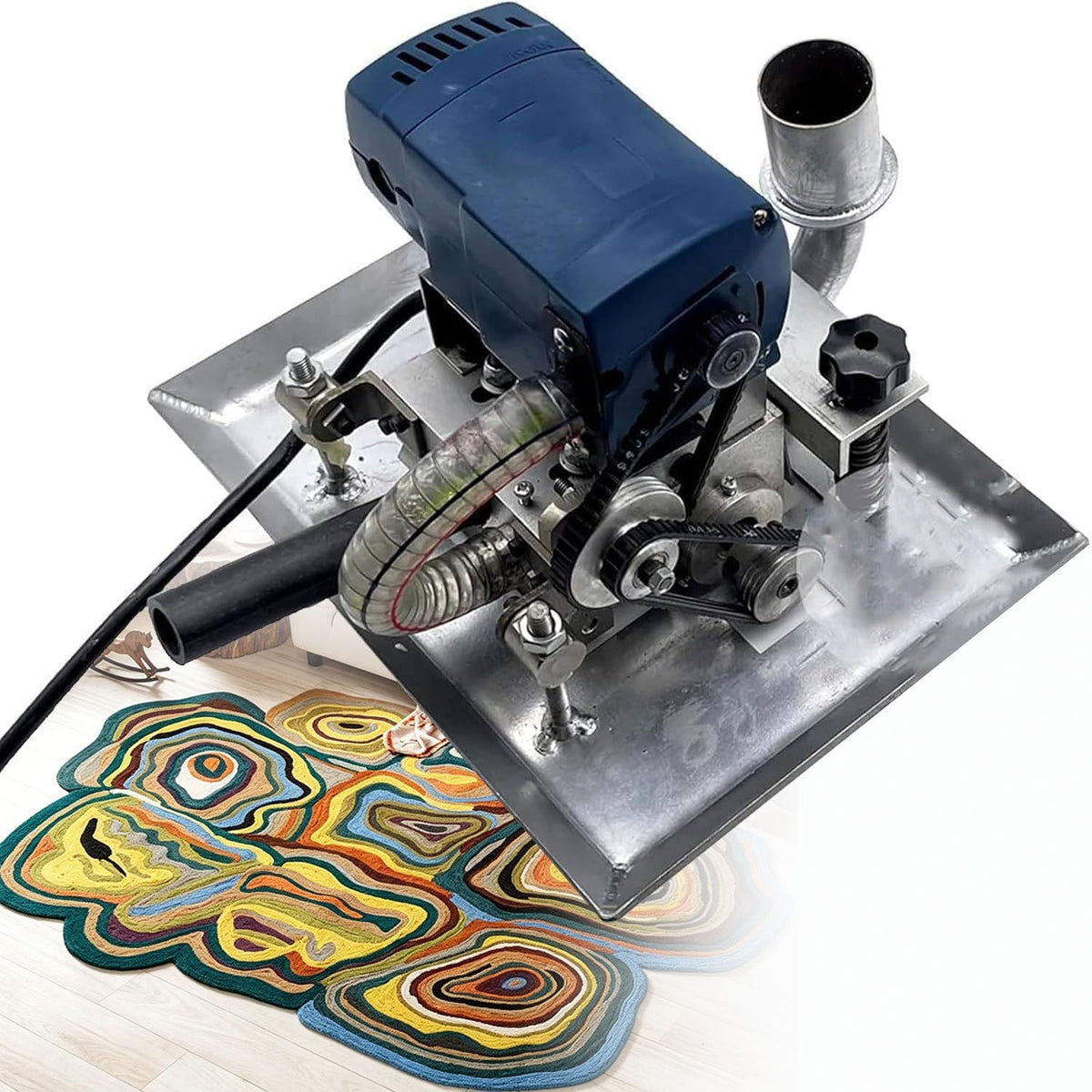 Tapijtreiniger Mlyyydss Vlakke tapijtscheermachine, 500W elektrische tapijtscheermachine, 3 inch roterend mes, draagbare tapijttufmachine