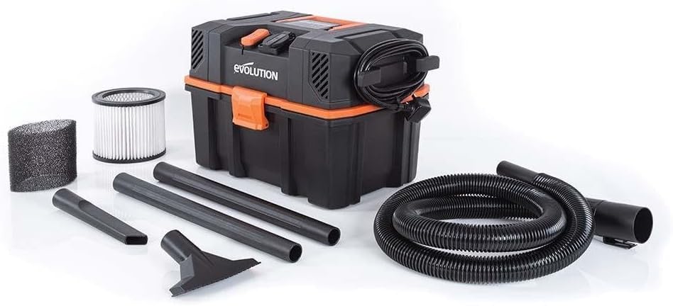 Evolution Power Tools Nat- en droogzuiger R15VAC Stofzuiger Nat en Droog Vac, Oranje, Draagbaar en Lichtgewicht Ideale Stofafzuiger, Met Power Take