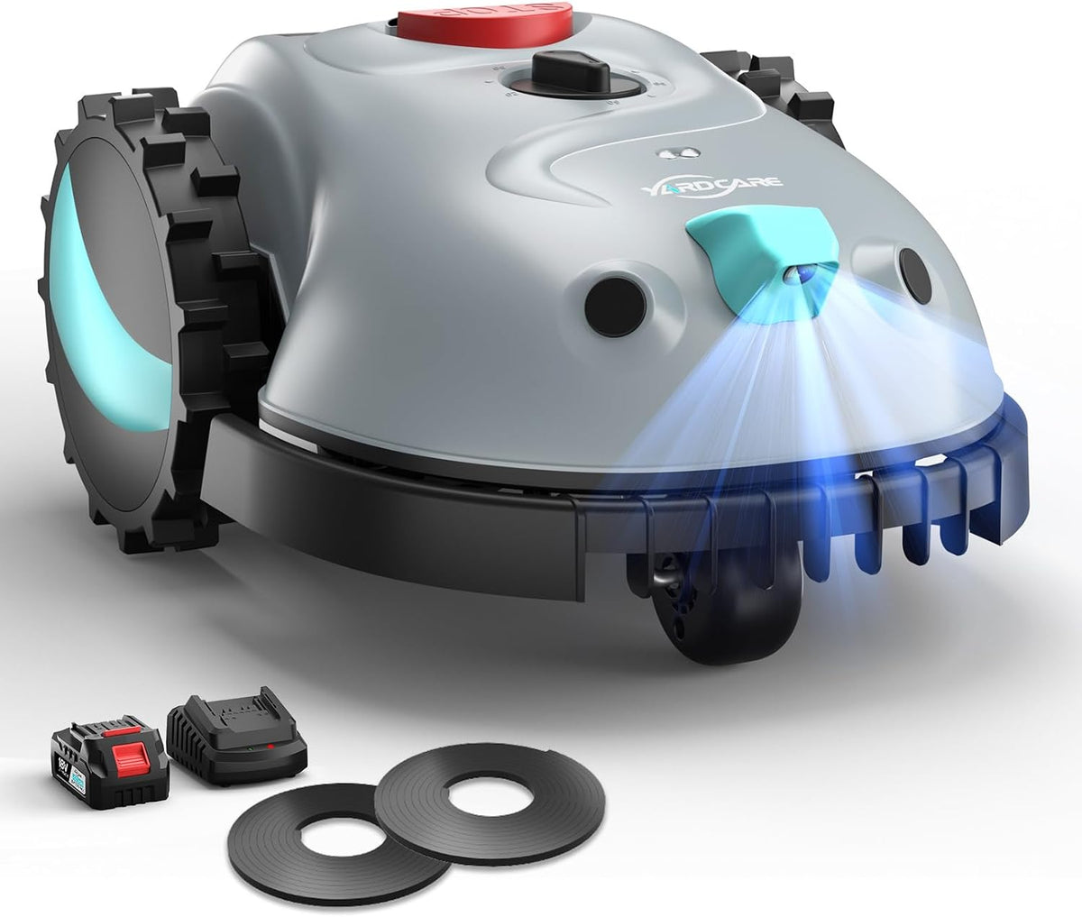 Yardcare Robotmaaier V100, met 4 Ah accu, 150 obstakelherkenning, grasmaaier tot 150 m2, zonder begrenzingskabel, met visie-navigatie, reservemessen