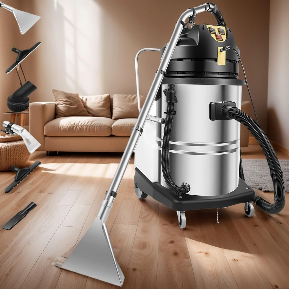Jkjzsalj Tapijtreiniger Commerciële Tapijtreinigingsmachine, In-1 Extractor, Stofzuiger, Roestvrijstalen Shampooreiniger