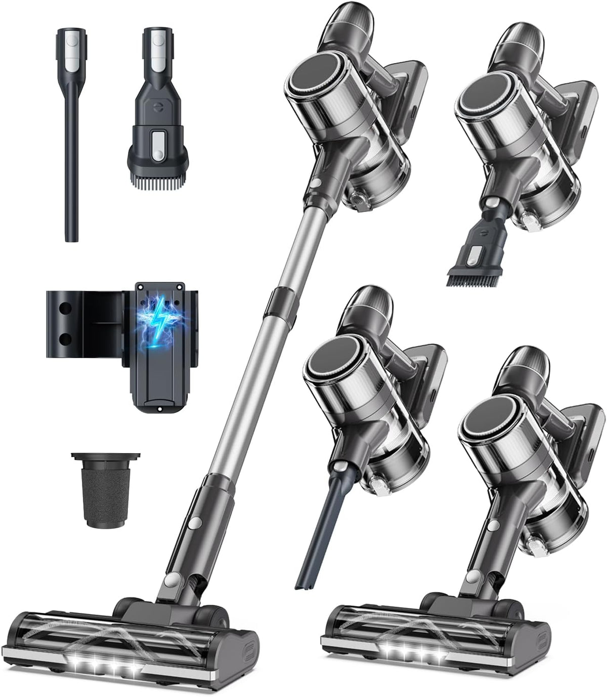 Steelstofzuiger Syntecno Krachtige draadloze stofzuiger - elektrische stille, met cyclonische borstel LED draadloze stofzuiger
