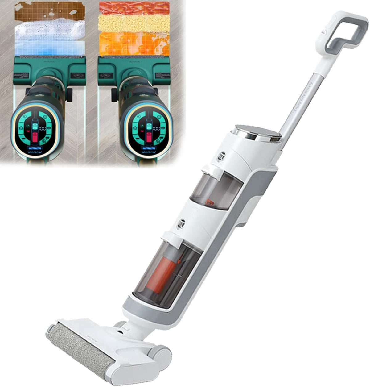 伟 祥 Robotstofzuiger Automatische reiniging Slimme draadloze stofzuiger, wit, dweilcombinatie, met led-display, geluidsarme reinigers