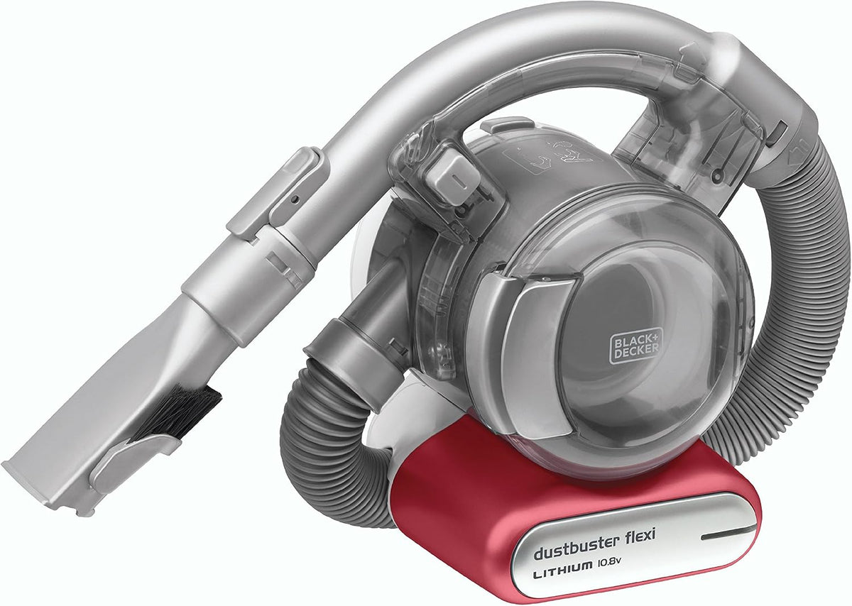 Handstofzuiger Black+Decker zwart+Decker Dustbuster Flexi, 10,8 V lithium-accu-handstofzuiger, 2-in-1 spleetmondstuk en opzetstuk, PD1020L, zakloos