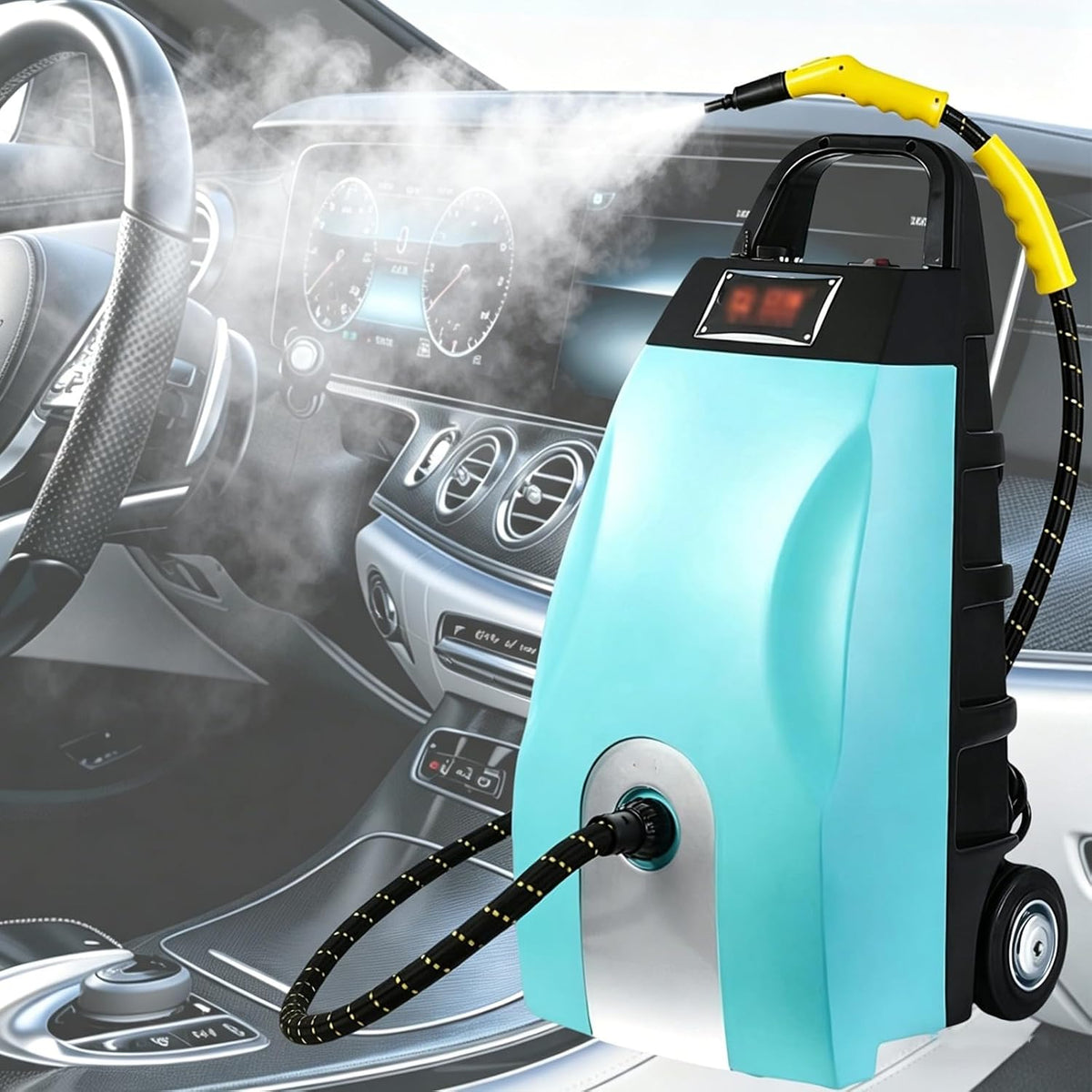Geacdvre Stoomreiniger Hoge-temperatuur, 3000 W hogedruk-multifunctionele stoomreiniger, voor huishouden (blauw), voor motoren