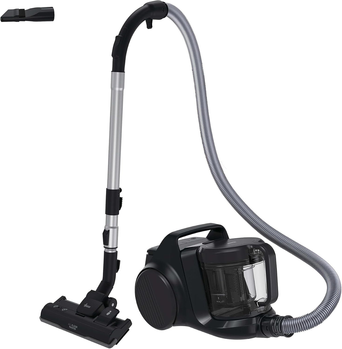 Staande stofzuiger Hoover HP2Z10A Krachtige, 2,5 l stofreservoir, 850 W, 10 m werkstraal, zonder zak, voor harde vloeren en tapijten, licht en compact