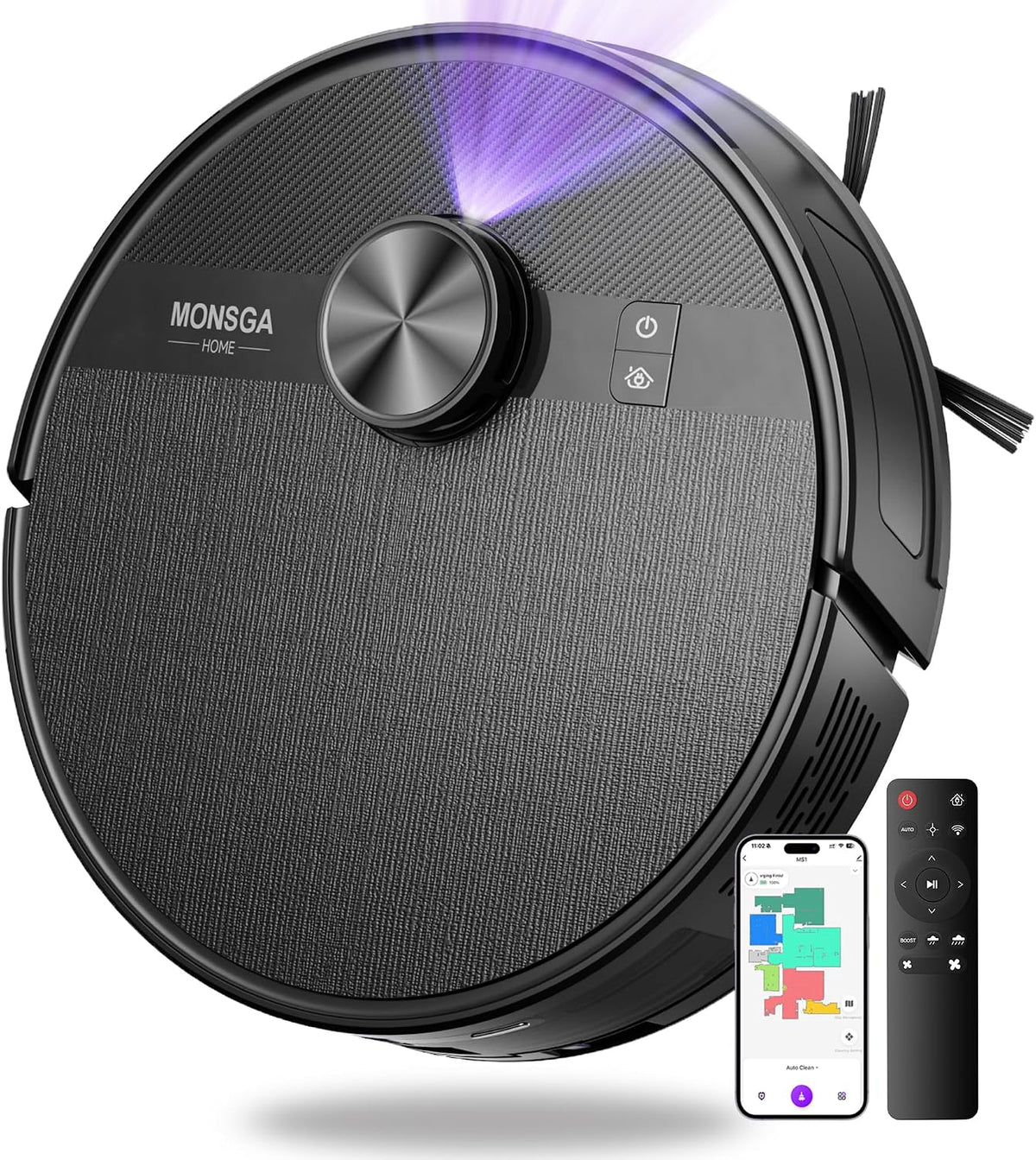 Monsga Robotstofzuiger MS1 Robot Vacuum zwart