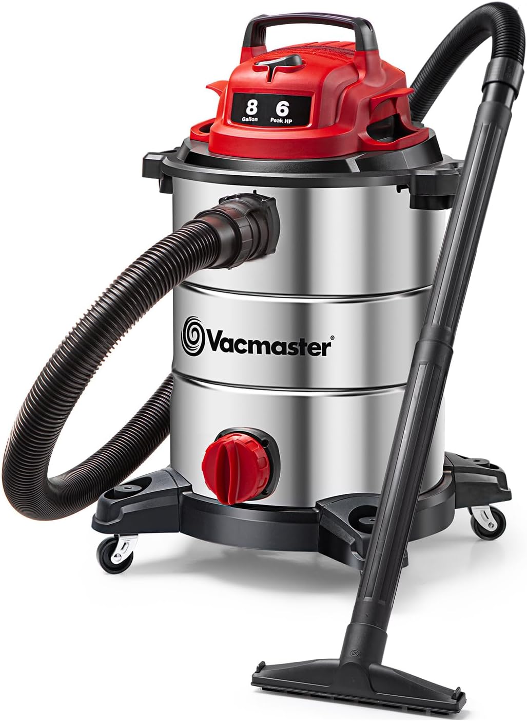Nat- en droogzuiger Vacmaster Wet Dry Shop Vac VOC812SF 1101 verstuiver, rood, rode editie, roestvrij staal