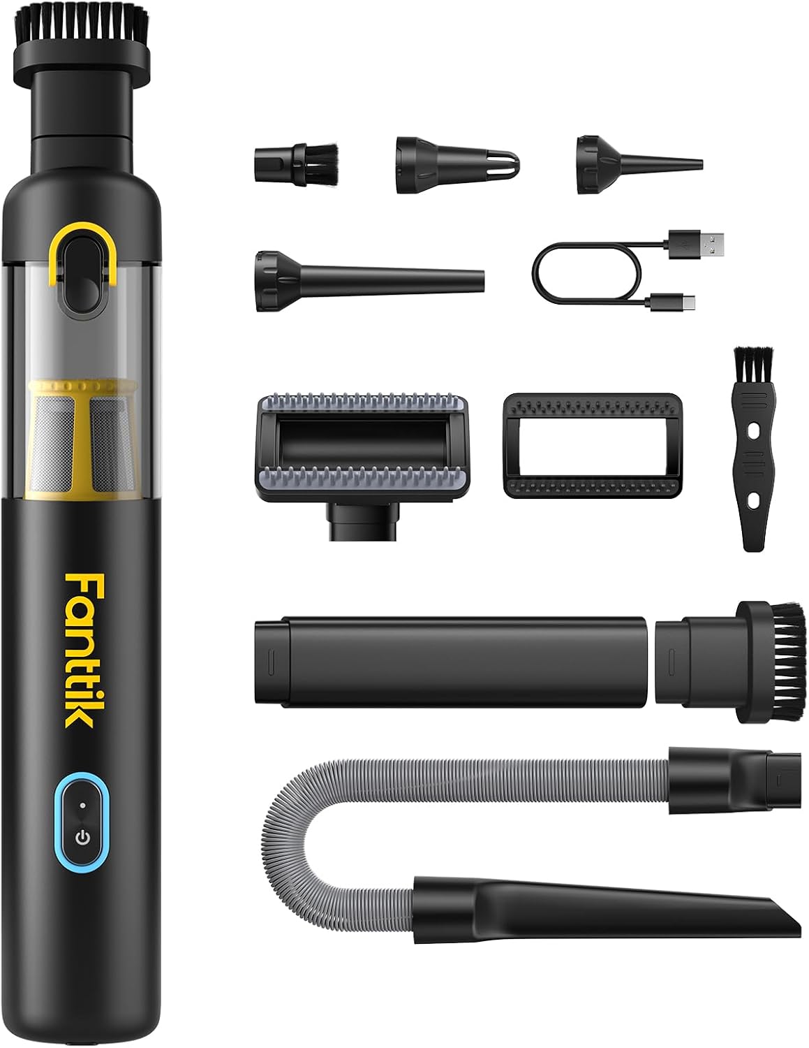 Fanttik Handstofzuiger Slim V8 Apex Draadloze accu-autostofzuiger, 4-in-1 mini (zwart)