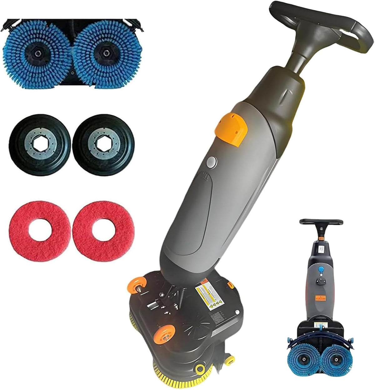 Vloerreinigingsmachine Commerciële vloerschrobmachine, 360 ° roterende borstels, 17 inch reinigingsbreedte, accu-aangedreven draadloze wasmachine