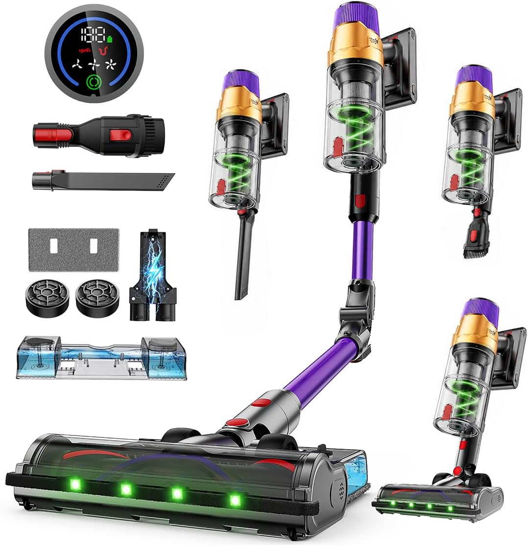 Linkifly Steelstofzuiger A12 Accustofzuiger, 550 W, 1,5 l stofreservoir, 8-in-1, 48 kpa, 70 minuten, met dweilfunctie, opvouwbare stofzuiger, auto's
