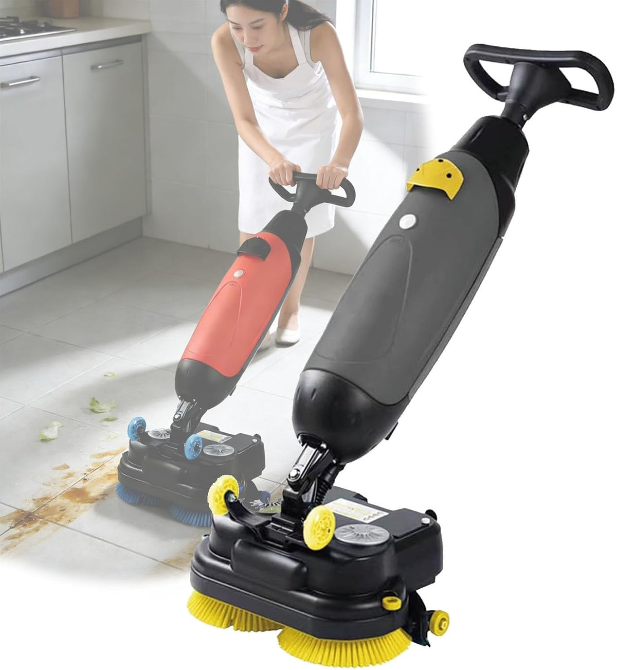 Vloerreinigingsmachine Lfhwhkj Lichtgewicht, accuduur van 90-120 minuten, geschikt, handzame vloerreiniger, met dweilfunctie, compact model