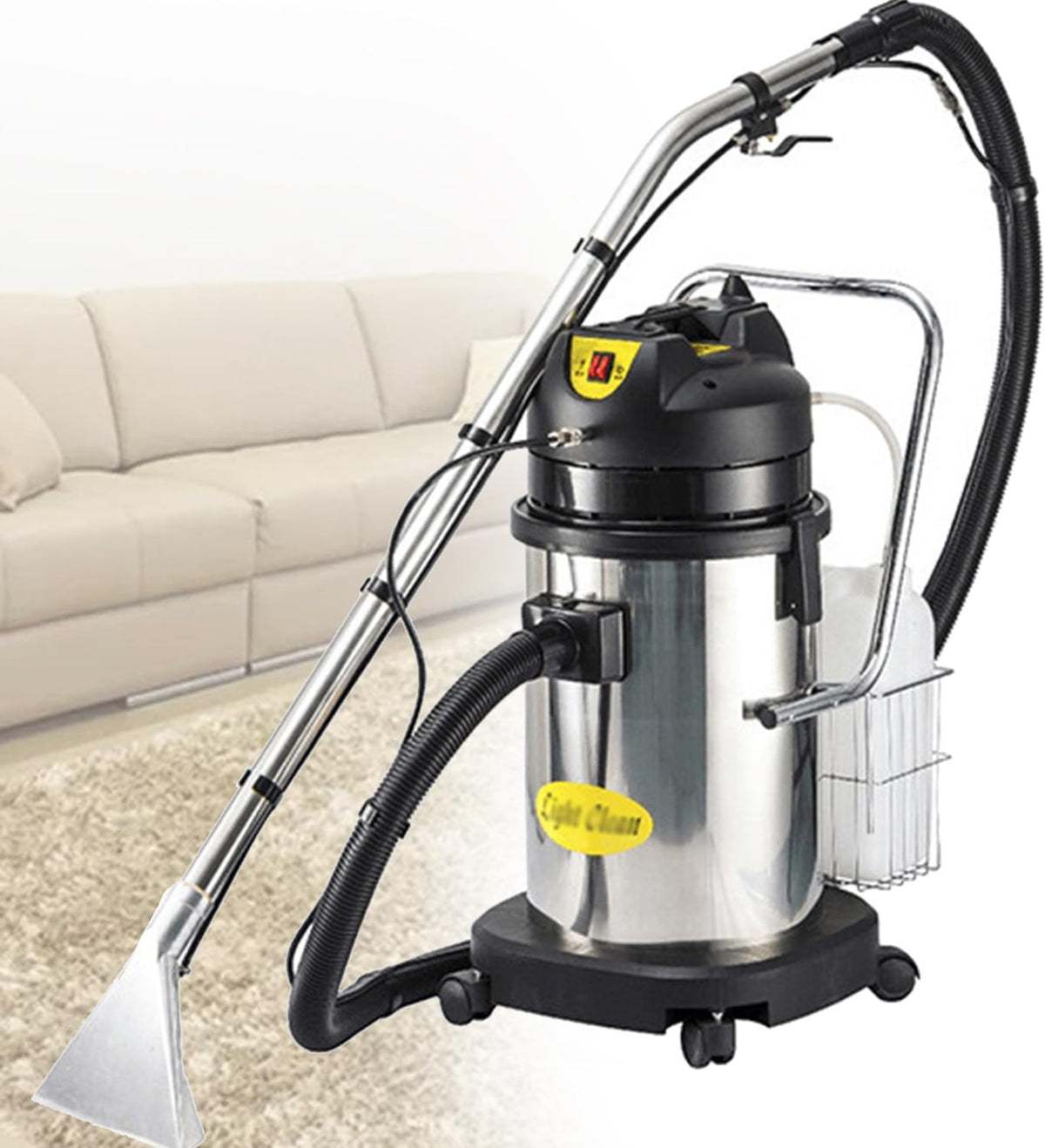 Stoomreiniger Uibao Commerciële tapijtreinigingsmachine van 40L/11 gallon, 1034W, 230 mbar zuigkracht, met 7 meter snoer en wielen