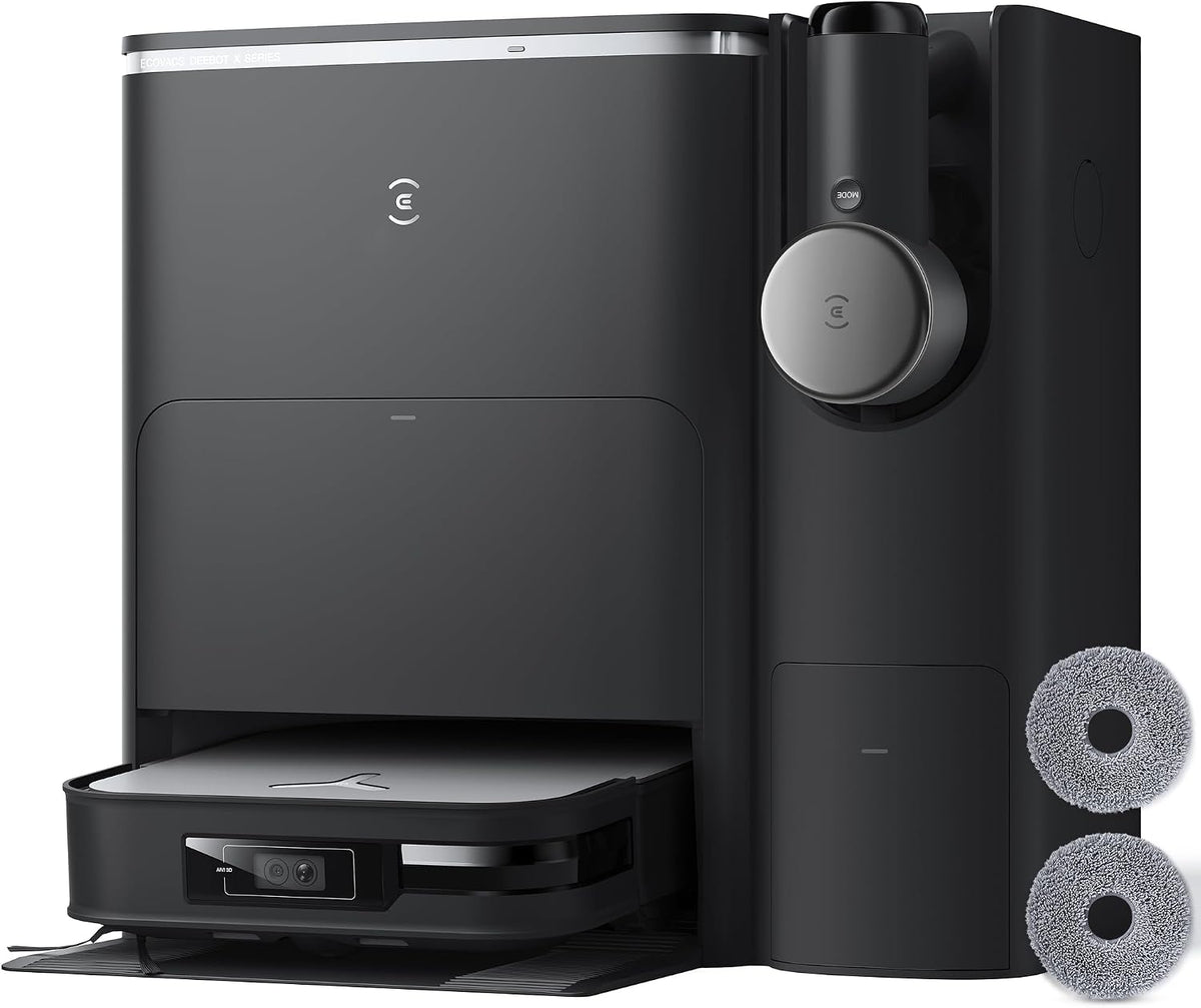 Ecovacs Robotstofzuiger X2 Combo, 8700Pa Robotstofzuiger, 15mm Pad Lift, met Handheld Stofzuiger, Dubbele Automatische Leegloop, Warmwater Pad Wassen