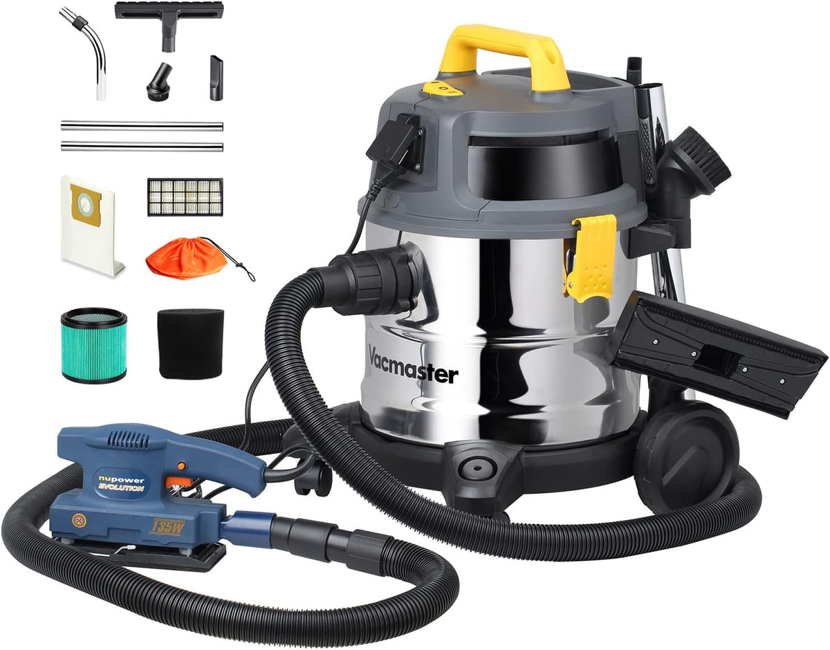 Vacmaster Nat- en droogzuiger VK1620SWC droogstofzuigers Industriële stofzuiger 1600W, zonder zak, met stopcontact, droog- en natzuigen, met en