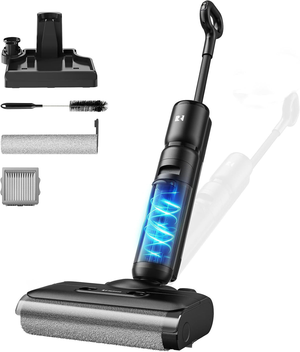 Redkey Nat- en droogzuiger W13SE Intelligente vloerstofzuiger, 22000 Pa, 75 minuten, met zelfreiniging, zwart, draadloze stofzuiger en vloerwisser