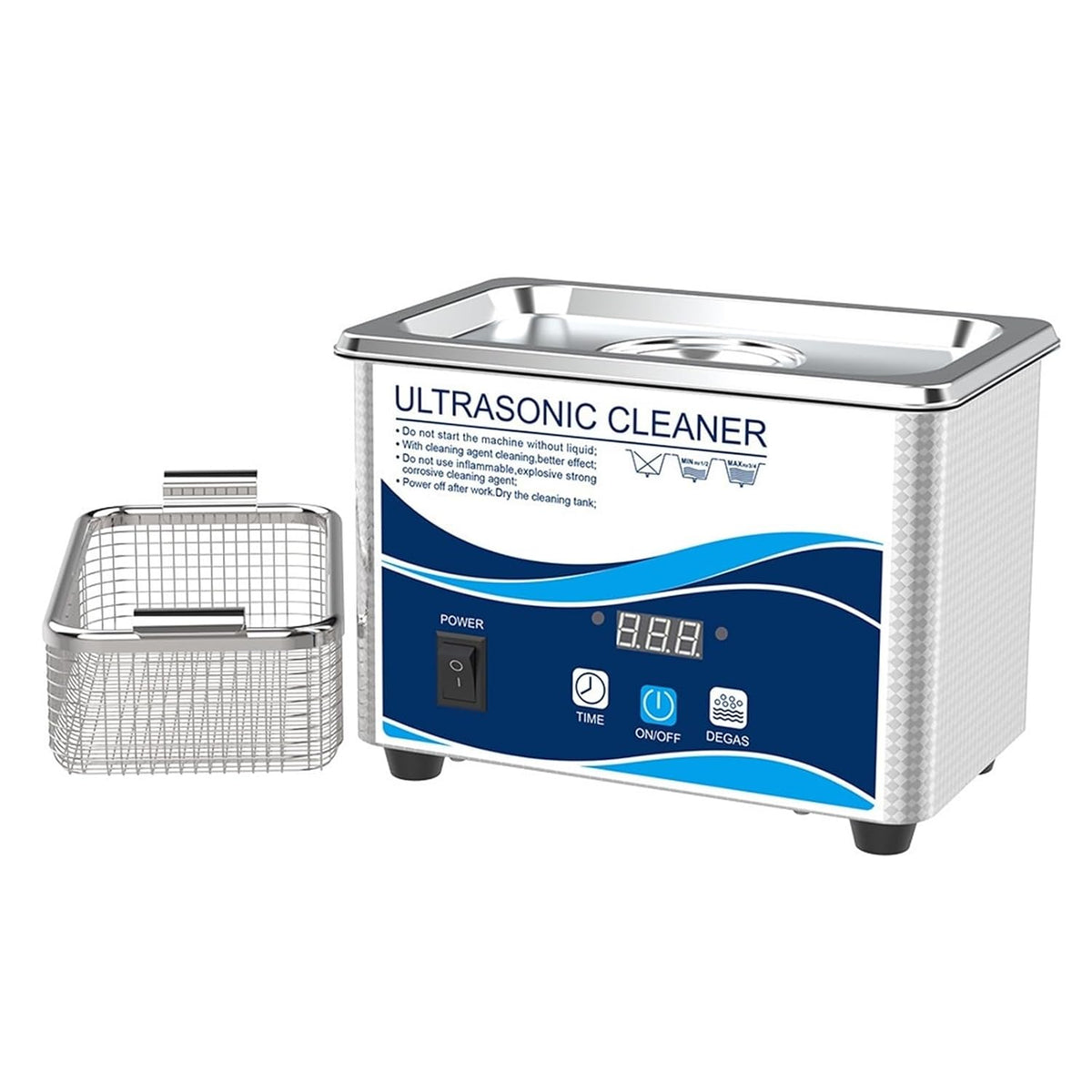 Tecjhjz Ultrasone reiniger reinigingsmachine, reiniger 800 ml, 60 W, roestvrij staal, badbril, sieraden, mini-tank, voor brillen, horloges, oorbellen